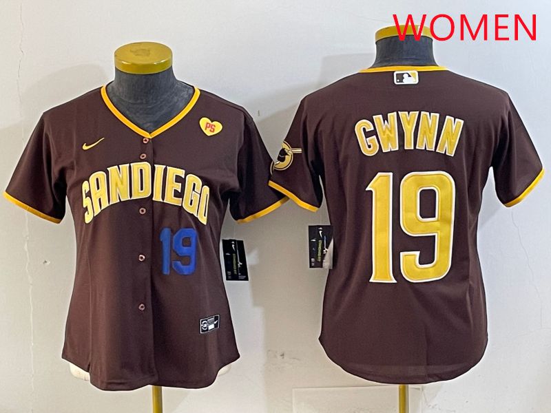 Women San Diego Padres #19 Gwynn Brown Game 2025 Nike MLB Jersey style 3->women mlb jersey->Women Jersey